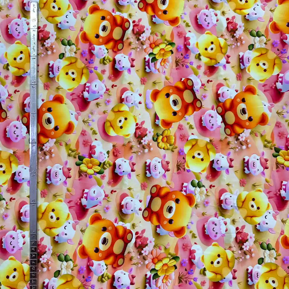 پارچه نخی سه بعدی عروسكی وارداتی طرح خرسی - تصویر 2