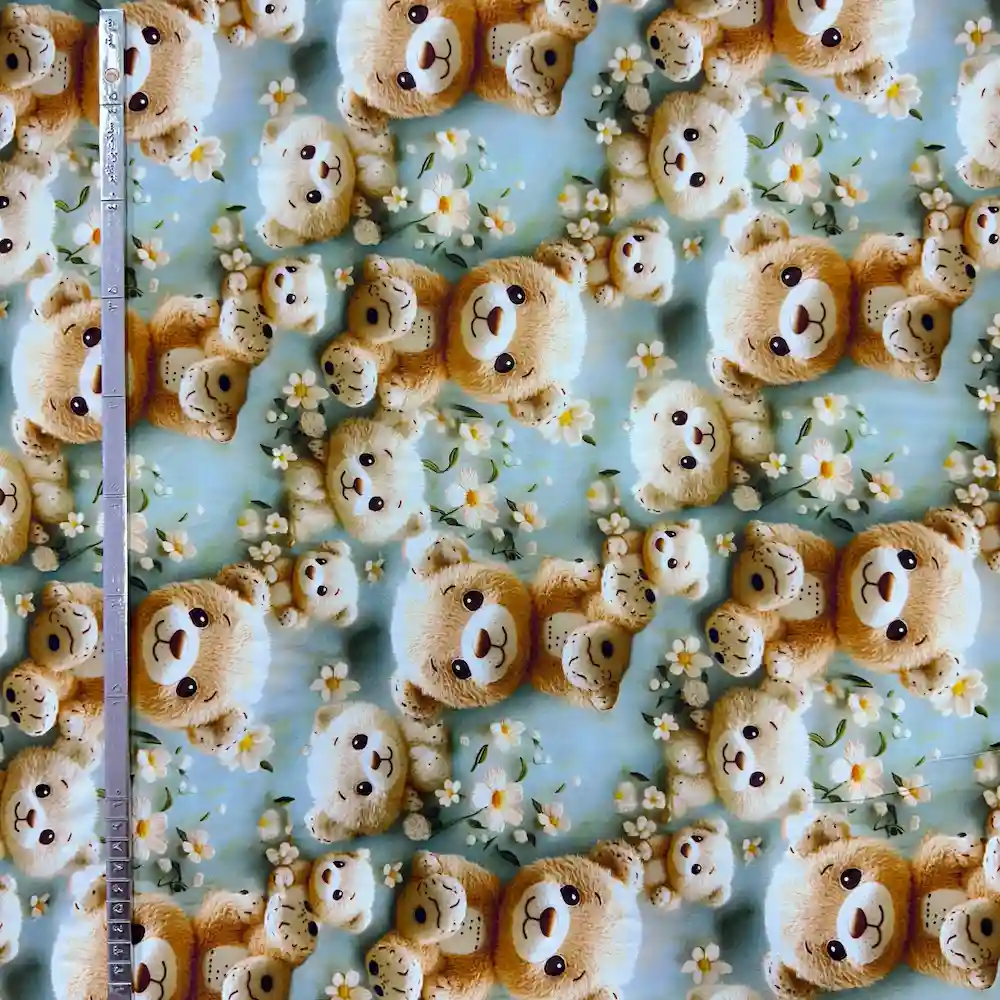 پارچه نخی سه بعدی عروسكی وارداتی طرح خرسی سبز - تصویر 2