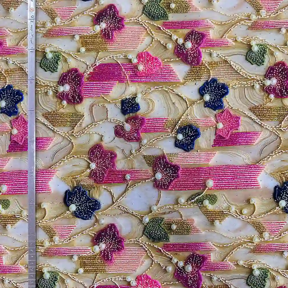 پارچه نخی نگين دار وارداتی سفارش ترك طرح نازنين - تصویر 4