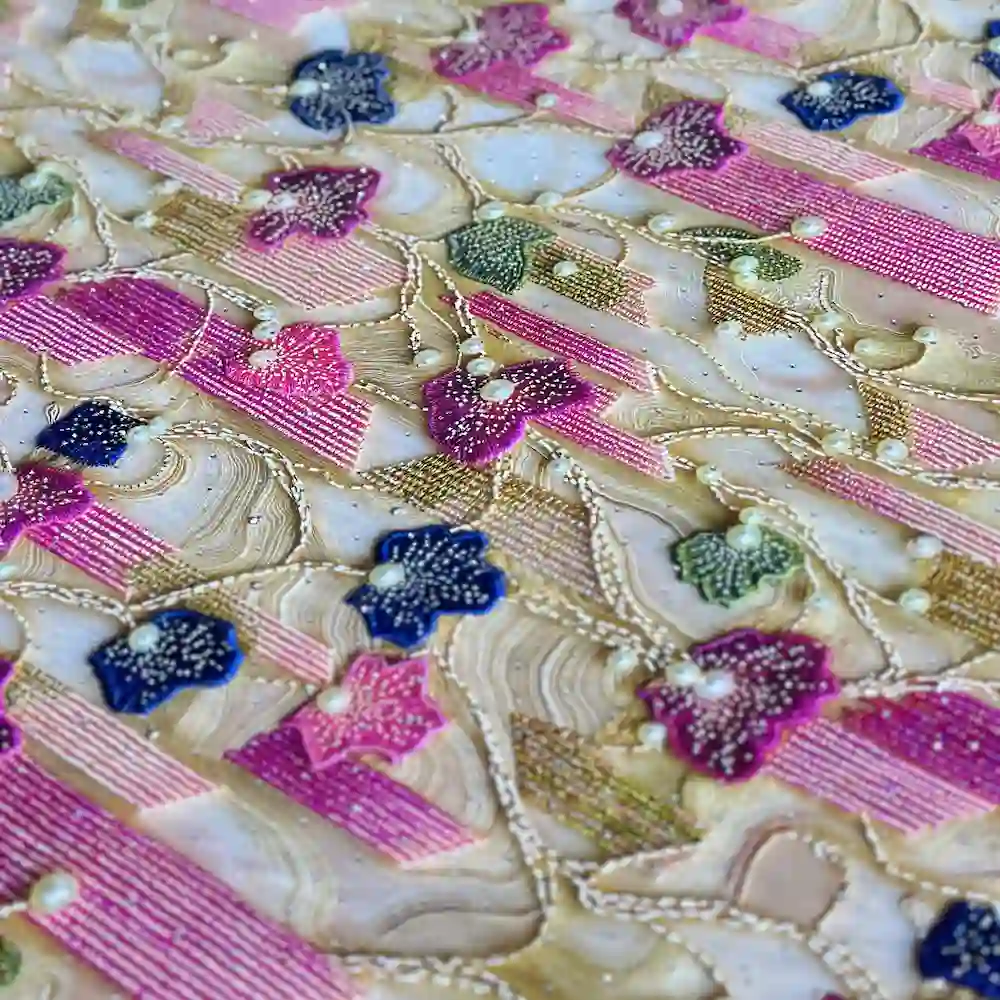 پارچه نخی نگين دار وارداتی سفارش ترك طرح نازنين - تصویر 3