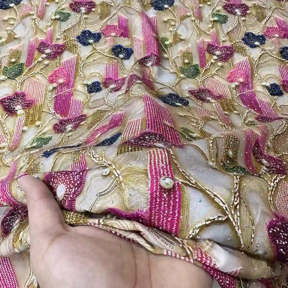 پارچه نخی نگين دار وارداتی سفارش ترك طرح نازنين - تصویر 2